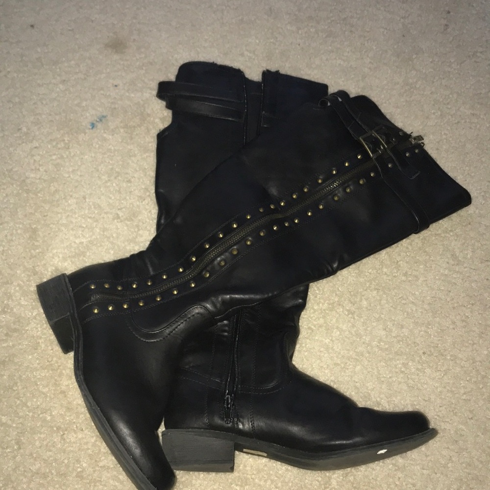 knee high faux leather boots